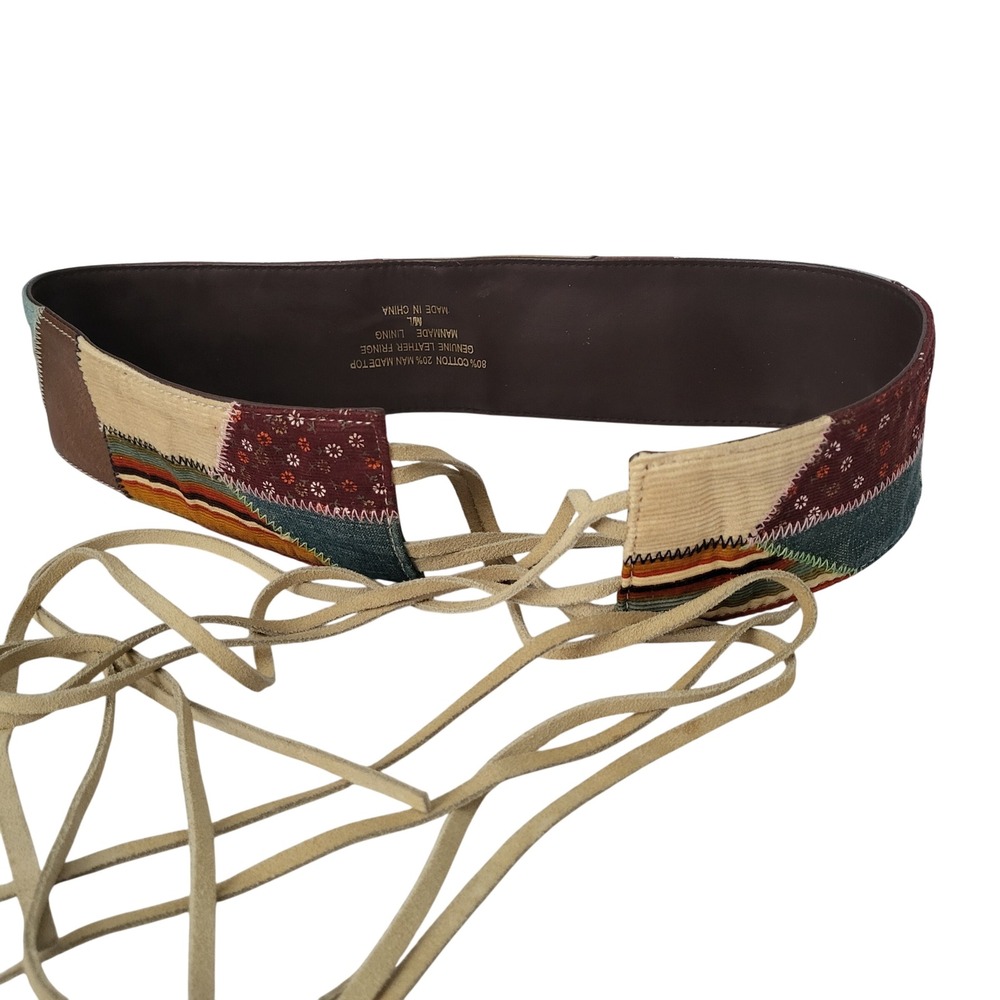 Womens‎ Patchwork Fringe Belt Size M/L Boho Hippie No Boundaries